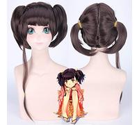 Anime KABANERI OF THE IRON FORTRESS Mumei Cosplay peluca para fiesta de Halloween pelo sintético con doble cola de caballo Brown Mumei pelucas PL-505