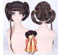 Anime Kabaneri of the Iron Fortress Mumei Peluca de cosplay para fiesta de Halloween Cabello sintético marrón con doble cola de caballo Pelucas Mumei