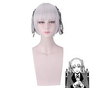 Anime Kakegurui Jugador Compulsivo Momobami Kirari Peluca De Cosplay De Halloween Pelo Sintético 40Cm Kirari Momobami Pelucas Plateadas Trenzadas Talla Única Kirari Momobami 403