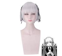 Anime Kakegurui Jugador compulsivo Momobami Kirari Peluca de cosplay de Halloween Pelo sintético 40cm Kirari Momobami pelucas plateadas trenzadas Talla única Kirari Momobami 403