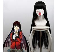 Anime Kakegurui Yumeko Jabami Pelucas de Cosplay Largo Negro Recto Pelo sintético resistente al calor Perucas Traje Juego de roles Peluca