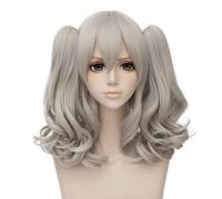 Anime Kantai Collection Kashima Cosplay Pelucas Kashima Grey Pelo sintético con chip Colas de caballo extraíbles + Tapa de peluca KUHC048