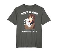 Anime Kawaii Just A Girl Who Really Loves Anime And Cats Camiseta
