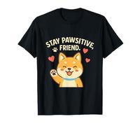Anime kawaii Stay Pawsitive Friend Shiba Inu Design Camiseta