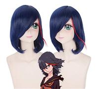 Anime KILL la KILL de alta calidad Matoi Ryuko peluca corta azul con rojo pelo sintético resistente al calor Cosplay pelucas + gorro de peluca
