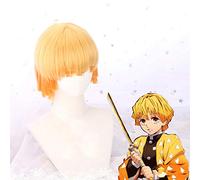 Anime Kimetsu No Yaiba Cosplay Pelucas Agatsuma Zenitsu Cosplay Peluca sintética Cabello Halloween Carnaval Fiesta Cosplay Peluca
