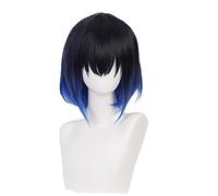 Anime Kimetsu No Yaiba Hashibira Inosuke Cosplay Wig Black Blue Short Hair Heat Resistant Fiber Hair Festival Party
