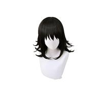 Anime Kimetsu no Yaiba Makomo Short Black Wig Cosplay Costume Synthetic Hair Halloween Party Hair + Wig Cap
