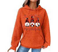 Anime Kleider Sweatshirts Christmas Tree Graphic Pullover Cute Long Sleeve Crewneck Hoodies Xmas Holiday Lightweight Shirt Athletic Activewear Going Out Tops Haus Geldes Overall Damen, naranja, M