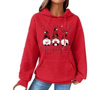 Anime Kleider Sweatshirts Christmas Tree Graphic Pullover Cute Long Sleeve Crewneck Hoodies Xmas Holiday Lightweight Shirt Athletic Activewear Going Out Tops Haus Geldes Overall Damen, rojo, L