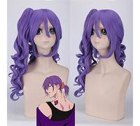 Anime Kuroko No Basket Murasakibara Atsushi Cosplay Peluca Pelo largo ondulado de color púrpura con 60 cm de cola de caballo Disfraz Pelucas + Peluca