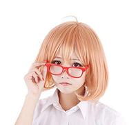 Anime Kyoukai no Kanata Kuriyama Mirai Cosplay peluca para mujeres/niñas Halloween, fiesta, escenario, juego corto peluca sintética de pera y gafas