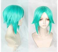Anime Land of the Lustrous Phosphophyllite Cosplay Wigs Short Green Heat Resistant Synthetic Hair Wigs + Wig Cap