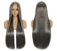 Anime Long Straight Cosplay Wig Synthetic Hair Pink Blue Red Grey Blonde Purple Black Halloween Costume Party Wigs For Women OneSize grey
