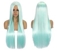Anime Long Straight Cosplay Wig Synthetic Hair Pink Blue Red Grey Blonde Purple Black Halloween Costume Party Wigs For Women OneSize lightblue