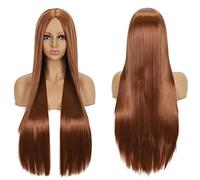 Anime Long Straight Cosplay Wig Synthetic Hair Pink Blue Red Grey Blonde Purple Black Halloween Costume Party Wigs For Women OneSize brown