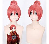 Anime Love Live Maki Nishikino Cosplay peluca 30 cm mezcla corta naranja pelo sintético con un moño para pelucas de fiesta de disfraces de Halloween