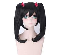 Anime LoveLive Love Live Nico Yazawa Black Cosplay Wig With Double Ponytails Synthetic Hair Costume Party Wigs For Women 55cm