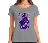 Anime Mago Púrpura Tarjetas Magia Japón Y2K Camiseta Mujer, gris, XXL