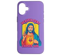 Anime Manga Jesús Sagrado Corazón Cristiano Pop Art Púrpura Carcasa para iPhone 16 Plus