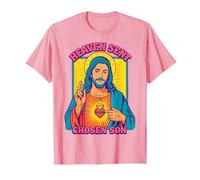 Anime Manga Jesús Sagrado Corazón Cristiano Retro Pop Art Rosa Camiseta
