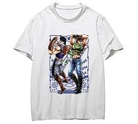 Anime Manga JoJo's Bizarre Adventure Camiseta Blanca,Verano Suelta Caricatura Camisetas para Fans Cosplay O Regalo