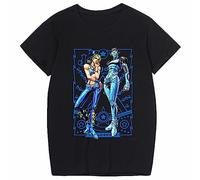 Anime Manga JoJo's Bizarre Adventure Camiseta Negra,Verano Suelta Caricatura Camisetas para Fans Cosplay O Regalo