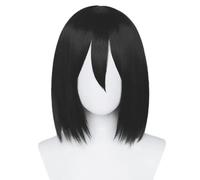 Anime Mikasa · Ackerman Peluca De Cosplay Pelucas Negras De Bob Corto, Accesorio De Fiesta De Disfraces De Halloween De Juego De Roles