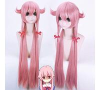 Anime Mirai Nikki Cosplay Pelucas Yuno Gasai Cosplay Peluca sintética Cabello Halloween Carnaval Fiesta Mujeres Cosplay Peluca