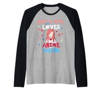Anime Mujeres Adolescente Chica Que Ama Hornear Camiseta Manga Raglan