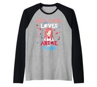 Anime Mujeres Adolescente Chica Que Ama Piano Camiseta Manga Raglan