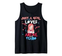 Anime Mujeres Adolescente Chica Que Ama Piano Camiseta sin Mangas
