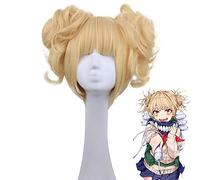Anime My Boku no Hero Academia Akademia Himiko Toga Corto Rubio Claro Colas de Caballo Resistente al Calor Cosplay Disfraz Peluca + Gorra