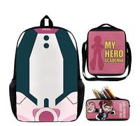 Anime My Hero Academia - Mochila escolar MHA de 3 piezas, bolsa de hombro, estuche para lápices, bolsa de viaje, mochila de regalo para estudiantes, Uraraka Ochako, 45*33*14cm