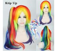 Anime My Little Pony Rainbow Cosplay Pelucas Long Synthetic Hair Halloween Christmas Party Wig con cola de caballo para mujeres