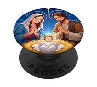 Anime Nativity Christmas Design - Kawaii Manger Scene Art PopSockets PopGrip Adhesivo