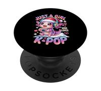 Anime navideño de Just Girl Who Love K-Pop Axolotl Santa Hat PopSockets PopGrip Adhesivo