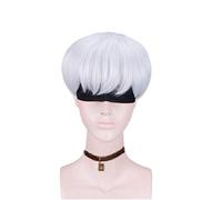 Anime Nier: automata 9s Silver White Wigs Yorha No. 9 Model S Men Wig Cosplay Disfraz + Peluca Cap Peluca y máscara para los ojos