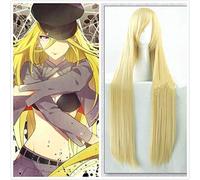 Anime Noragami Bishamon Blonde 100cm de largo dorado recto resistente al calor pelo sintético Cosplay accesorios Halloween + gorro de peluca gratis