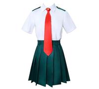 Anime Ochaco Uraraka Uniforme Escolar Traje Cosplay Disfraz Mujer Blanco S (Pecho 78-81 cm)