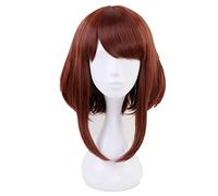 Anime Ochako Uraraka Cosplay Wigs 35cm Brown Heat Resistant Synthetic Hair Perucas Cosplay Wig + Wig Cap