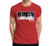 Anime Ojos Rojo Japonés Manga Otaku Hombres Camiseta, rojo, M