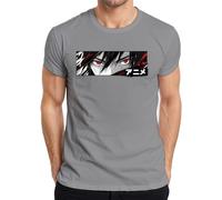 Anime Ojos Rojo Sharingan Look Manga Otaku Camiseta Hombre, gris, M