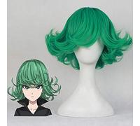 Anime One Punch Man Tatsumaki Cosplay peluca 30 cm corto rizado ondulado pelo sintético resistente al calor + gorro de peluca gratis tatsumaki