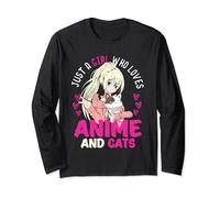 Anime Otaku Gatos Japonés Triste Anime Chica Kawaii Gato Neko Manga Larga