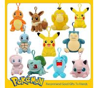 Anime Pokemon Pikachu Mew Snorlax Eevee Bulbasaur Psyduck Kawaii juguete de peluche bolso escolar mochila colgante llavero muñeca regalo Plusle 9cm