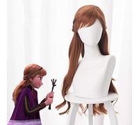 Anime princesa Anna Cosplay peluca 70Cm largo rizado ondulado resistente al calor pelo sintético marrón mujer disfraz fiesta pelucas para adultos