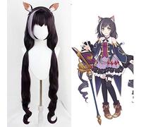 Anime Princess Connect! Re: Dive Kyro Cosplay Peluca 110cm Gradient Cat Orejas Larga y rizada Cola de caballo Peluca Cosplay Peluca + Peluche Orejas peluca con Orejas