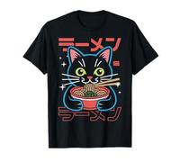 Anime Ramen Cat Japonés Retro Fideos Estética Gato Kawaii Camiseta