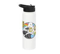 Anime retro Ghost Banana Milk Great Wave Kawaii Rainbow Stainless Steel Insulated Water Bottle